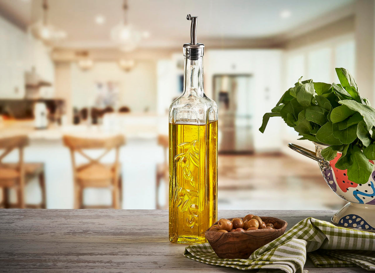Glass Oil Cruet by Pasabahce – 16.9 Ounces, 0.5 liters, Glass, Transparent, Model 80229