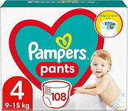 Pampers Pants Nappy Size 4 (9-15 kg), Pack of 108, Nappies with Stop & Protect Anti Leak Function at the Back