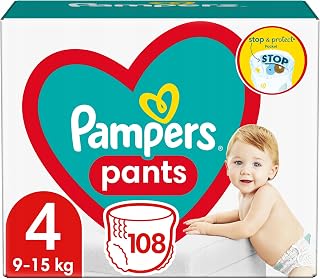 Pampers Pants Nappy Size 4 (9-15 kg), Pack of 108, Nappies with Stop & Protect Anti Leak Function at the Back