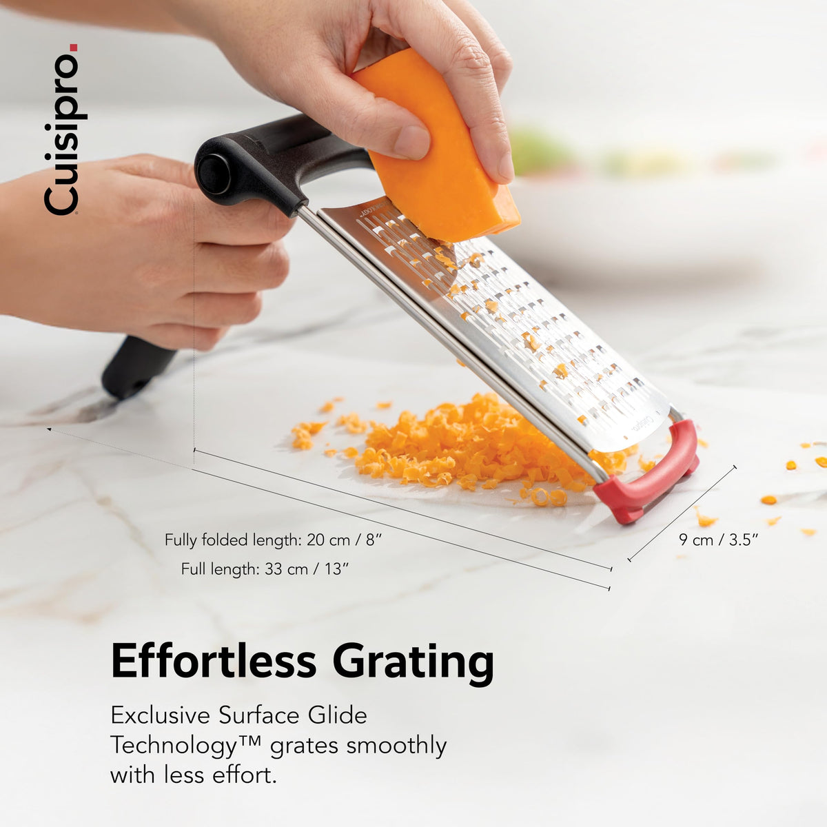 Surface Glide Technology Stainless Steel Folding Handle Grater by Cuisipro – Coarse Grater, Stainless Steel, Model 746811