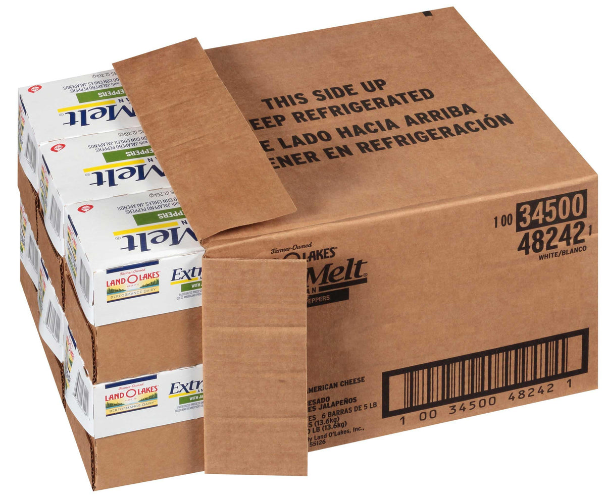 Extra Melt American Cheese with Jalapenos by Land O Lakes – 11.2 inches x 11.6 inches x 7.9 inches, Pack of 6, Model 48242