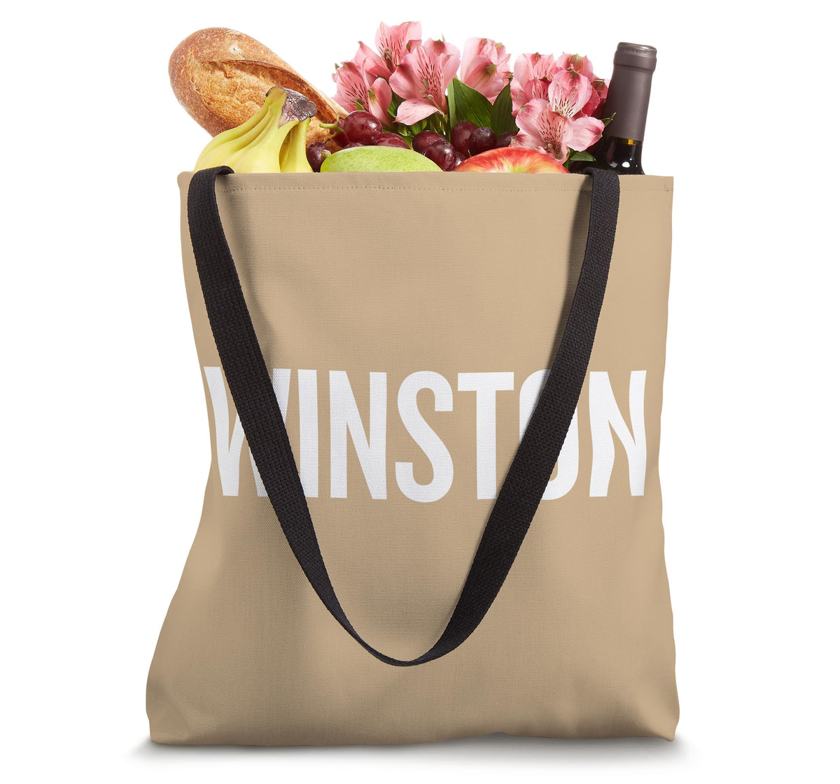 WINSTON Tote Bag by WINSTON Name Text Desings – 16 inches, White, Model CFMZ3X23R5RUS_16INCHES