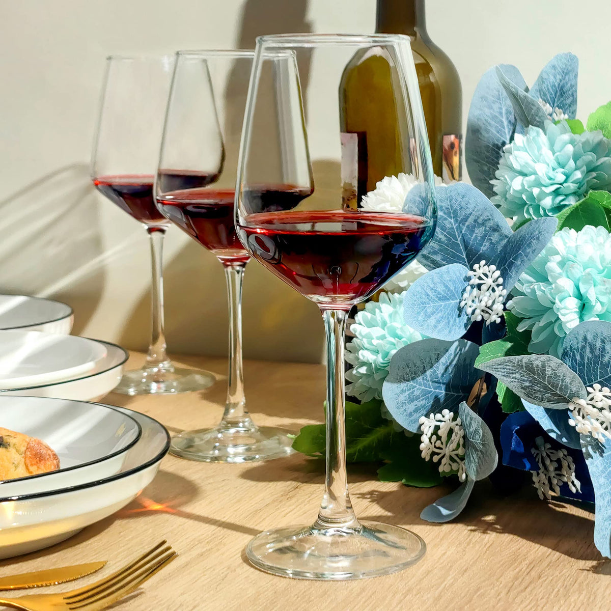 Shyrc Wine Glasses, 12oz Clear with Long Stem, Set of 12