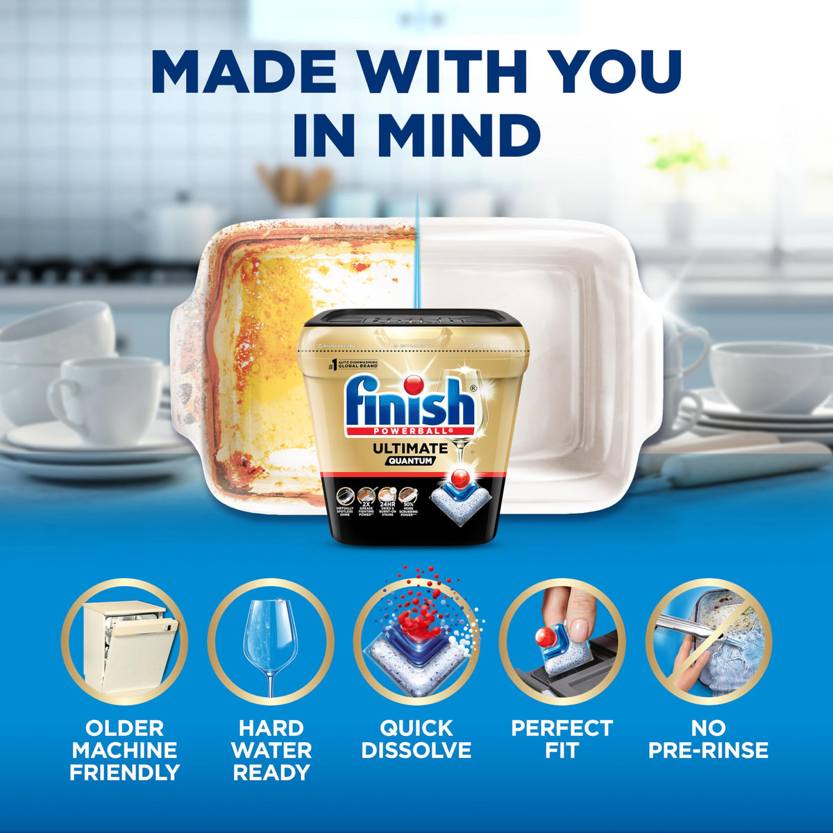 Ultimate Dishwasher Detergent- 28 Count - With CycleSync™ Technology - Dishwashing Tablets - Dish Tabs by Finish – 28 Count (Pack of 1), Black, Model 5170099827