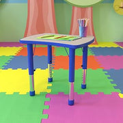 Flash Furniture 21.875''W x 26.625''L Rectangular Blue Plastic Height Adjustable Activity Table with Grey Top
