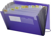 SMEAD Poly Expanding File, 12 Pockets, Flap and Cord Closure, Letter Size, Purple (70879)