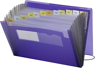 SMEAD Poly Expanding File, 12 Pockets, Flap and Cord Closure, Letter Size, Purple (70879)