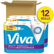 Multi-Surface Cloth Paper Towels by Viva – 12 Rolls (81 Sheets each), Paper, White, Model 10036000548270