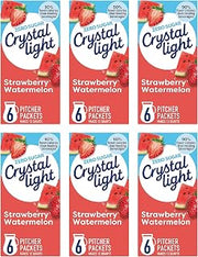 Crystal Light Strawberry Watermelon Drink Mix, Artificially Flavored Powdered Beverage, Zero Sugar, 5 Calories Per Serving, 1.96 oz (Pack of 6)