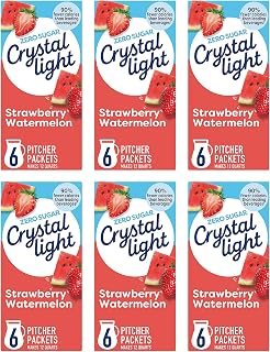 Crystal Light Strawberry Watermelon Drink Mix, Artificially Flavored Powdered Beverage, Zero Sugar, 5 Calories Per Serving, 1.96 oz (Pack of 6)