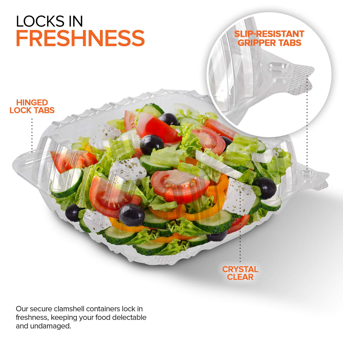 Stock Your Home 8" x 8" - 25 Count / Clear / 1 Clamshell Take Out Containers