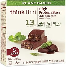 Think Thin Plant Based Chocolate Mint High Protein Bar, 5 count per pack - 24 per case.