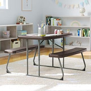 Flash Furniture Kids Commercial Grade Plastic Folding Picnic Table, Brown | Easy Fold, Seating for 4 Kids, Durable Construction, Commercial Use