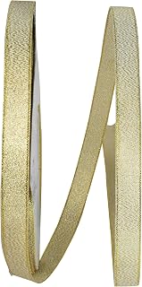 Reliant Ribbon 60230-046-03C Metallic Sparkle Shimmer Lame Ribbon, 5/8 Inch X 100 Yards, Light Gold