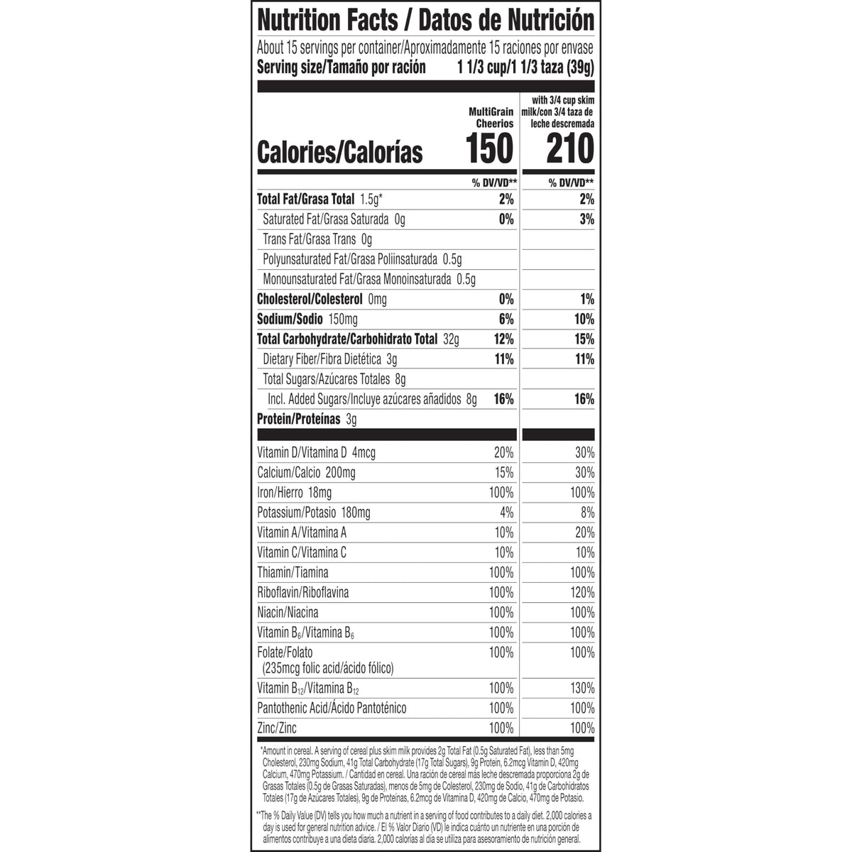 Cheerios Multi Grain / 20.6 Ounce (Pack of 4) / 4 Cold Cereal