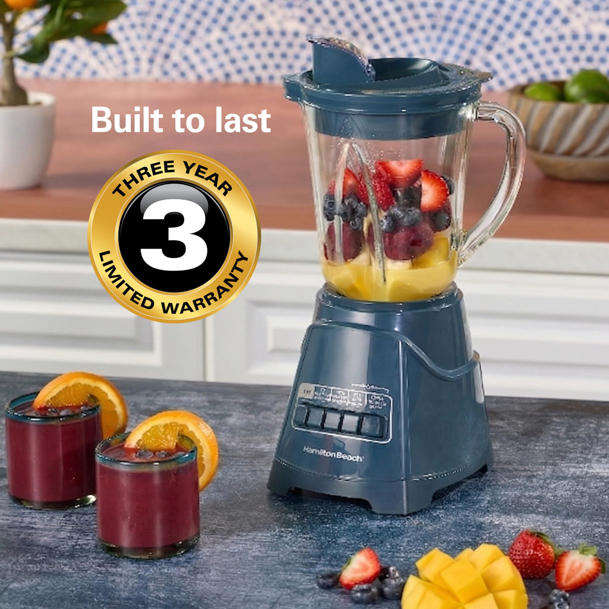 Power Elite Blender For Smoothies With Wave Action System by Hamilton Beach – 40 Oz. Glass Jar (Pack of 1), 40.0 fluid_ounces, Glass, Kitchen Makeover Blue, Model 58155