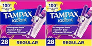 Tampax Radiant Tampons Regular Absorbency, Unscented, 28 Count (Pack of 2)