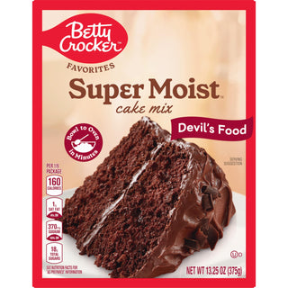 Cake Mix Super Moist Devil's Food by Betty Crocker – 13.25 Ounce (Pack of 12), Pack of 12