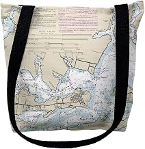Betsy Drake TY11378M 16 x 16 in. Orange Beach Alabama Nautical Map Tote Bag - Medium