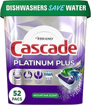 Cascade Platinum Plus ActionPacs Dishwasher Detergent Pods, Dishwasher Soap, Mountain, 52 Count