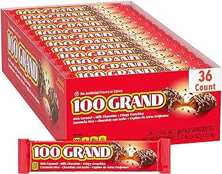 100 Grand Milk Chocolate Candy Bars, Full Size Bulk Individually Wrapped Ferrero Candy, Pack of 36