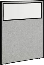 Global Industrial 48-1/4"W x 60"H Office Partition Panel with Partial Window, Gray