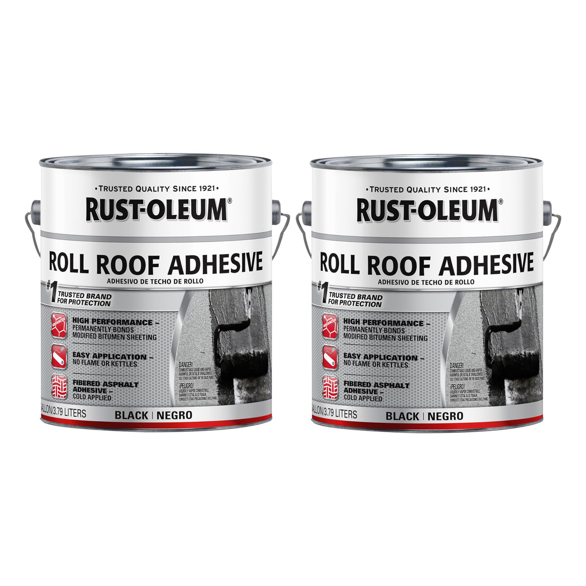 Roll Roofing Adhesive by Rust-Oleum – Gallon (Pack of 2), Black, Pack of 2, Model 347428-2PK