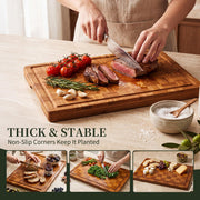 Kikcoin Bamboo Cutting Board Set, 3 Sizes with Rack, Natural Wood