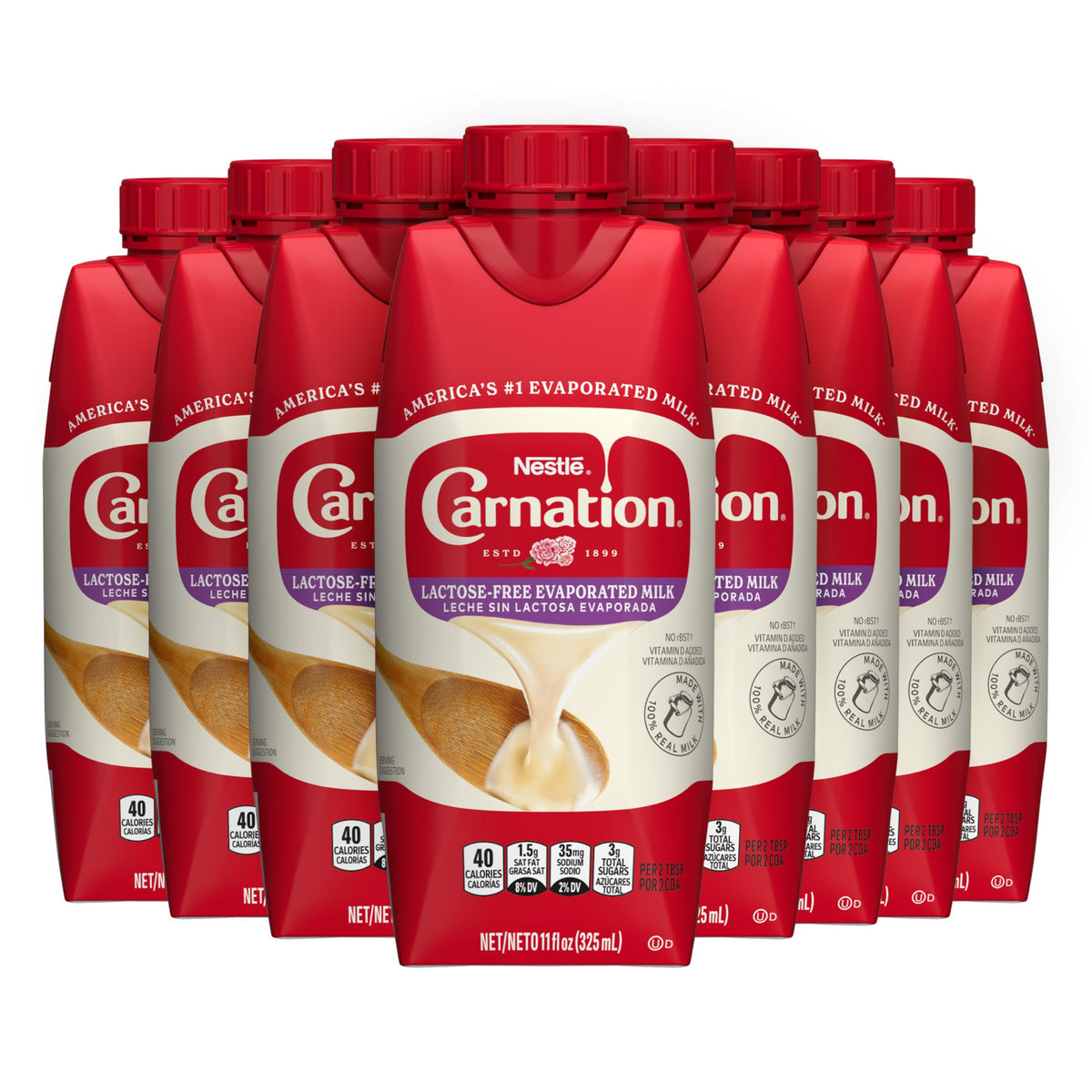 Nestle Lactose-Free Evaporated Milk 8-Pack by Carnation – 11 Fl Oz (Pack of 8), Pack of 8