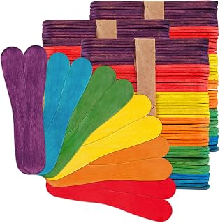 Hygloss Colored Spoon Popsicle Sticks - Vibrant Wooden Craft Sticks – Smooth and Splinter-Free Pop Sticks - Ideal for DIY Projects, Crafting, Games, Home and School Use – 3.75 inches, 100 Count