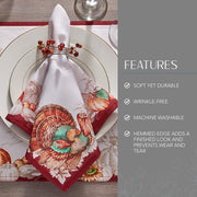 Threadmade Turkey Border Napkins, Set of 8, Multicolor