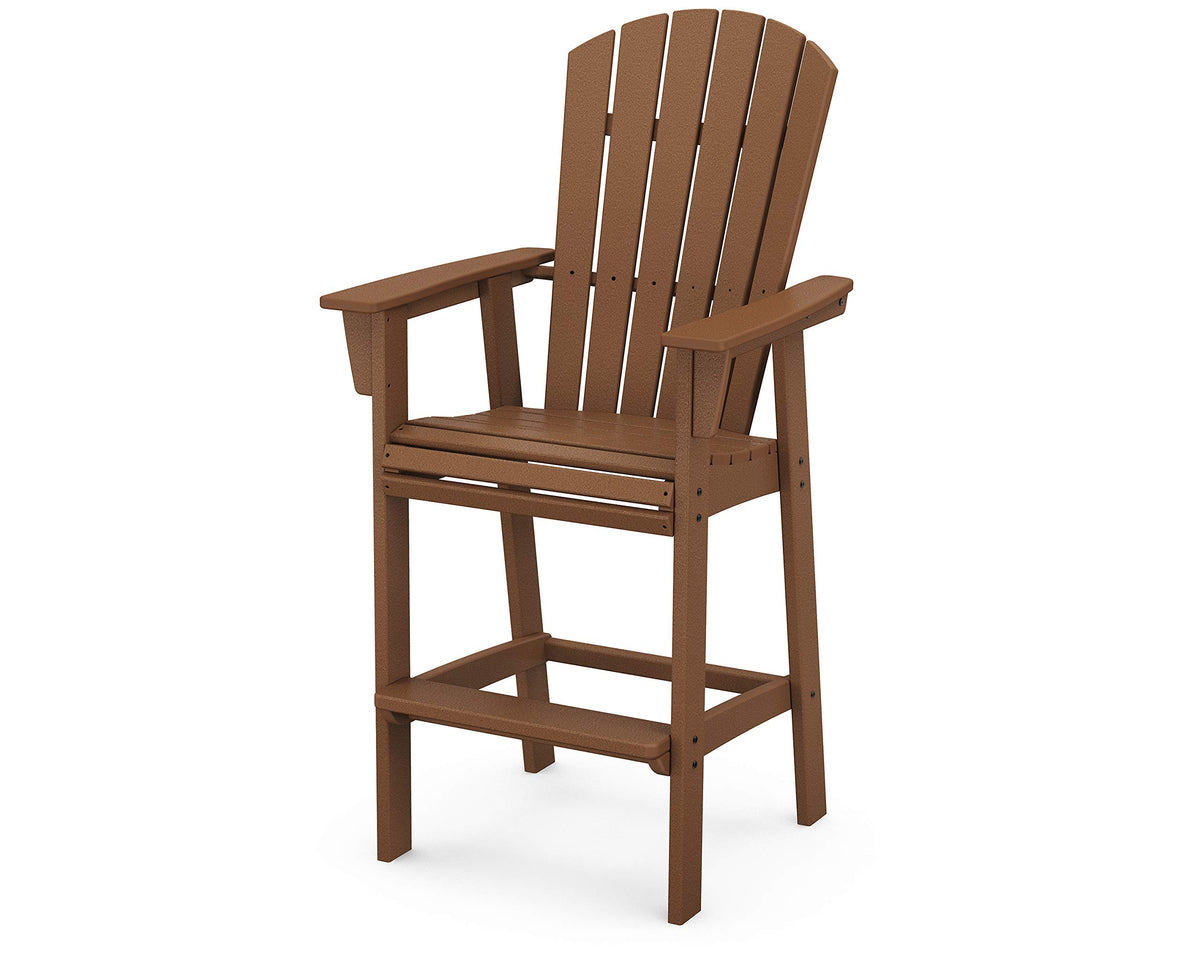 ® Nautical Curveback Adirondack Bar Chair in Teak by Polywood – 28.25 in x 29.12 in x 54.38 in, High Density Polyethylene (HDPE), Teak, Model ADD612TE