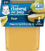 Gerber 2nd Food Baby Food Pear Puree, Natural & Non-GMO, 4 Ounce Tubs, 2-Pack