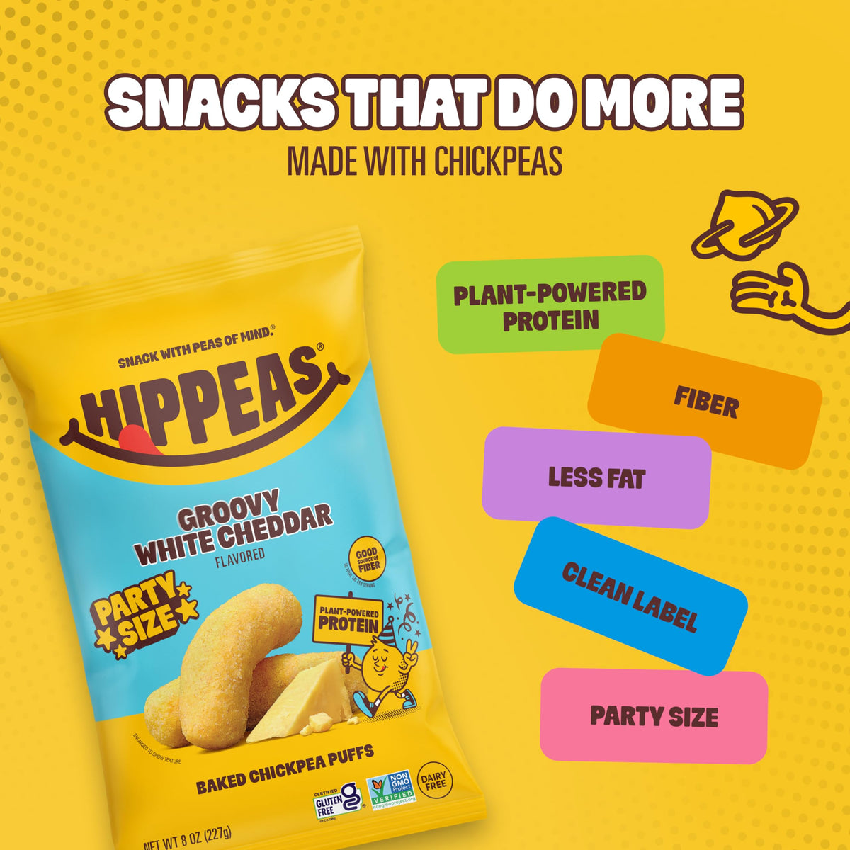 HIPPEAS Groovy White Cheddar / 8 Ounce (Pack of 1) / 1 Puffed Snacks