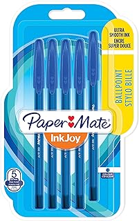 Paper Mate InkJoy 100ST Ballpoint Pens | Fine Point (0.7 mm) | Blue | 5 Count