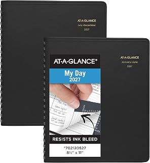 AT-A-GLANCE 2027 Appointment Book Planner, Daily Group Planner, 8.5" x 11", Eight Person, Two-Volume Set Jan-Jun & Jul-Dec, Black (7021205-27)