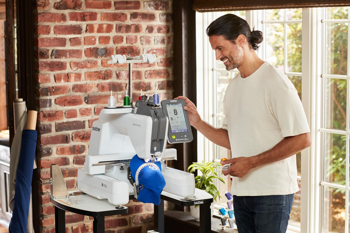 Entrepreneur One Single-Needle Embroidery Machine by Brother – 23.1 x 19.92 x 22.24, Plastic, White, Model PR1X