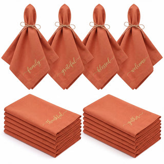 Mindsoft Cloth Napkins, 12 Pack 17.7 Inch Cotton, Rust Red