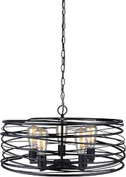 Canarm Ryland 5-Light Chandelier Pendant, Matte Black Adjustable Hanging Ceiling Light, Modern Lighting for Dining Room, Kitchen Island or Bedroom