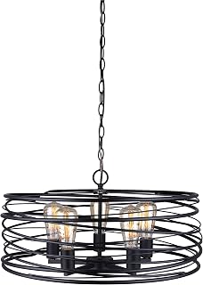 Canarm Ryland 5-Light Chandelier Pendant, Matte Black Adjustable Hanging Ceiling Light, Modern Lighting for Dining Room, Kitchen Island or Bedroom
