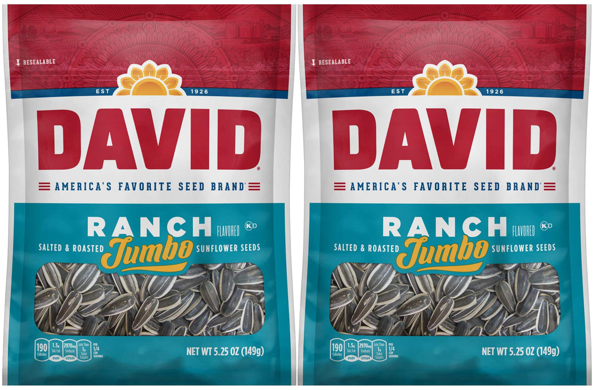 David Ranch,Salted / 5.25 Ounce (Pack of 2) / Tan, Black Sunflower Seeds