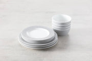 Ornament Bone China by Fortessa – 12 Piece Dinnerware Set (Service for 4), Bone China, Black, Model 12PPS-FBC-ORNAB