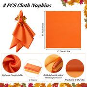 Worthyeah Napkin Rings and Cloths, Set of 16, Pumpkin Maple Leaf Design