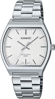 Casio MTP-B140D-7AV Men's Vintage Square Stainless Steel White Dial Analog Watch