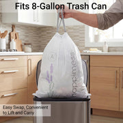 20-Count Lavender 8 Gal Drawstring Trash Bags by happimess – 60 Count (Pack of 1), 8.0 gallons, Medium Density Polyethylene, White (Lavender Scented), Model HPM3101A-WHITE
