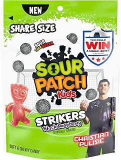 Sour Patch Kids Strikers Black Raspberry Soft & Chewy Gummy Candy, 10.22 oz | Share Size