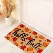 JarThenaAMCS Coir Doormat, Hello Fall Maple Leaf Pumpkin Design, 16.5 x 29.1 Inch