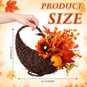 RimCereal Rattan Cornucopia Basket, 13.78 Inch, Autumn Colors