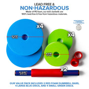 Kids Weight Set (2 Pack) Toy Dumbbells by Modern Innovations – 5.5” L x 5.5” W x 10.6” H., Polyethylene (PE), Multicolored, Pack of 2, Model MI 1210