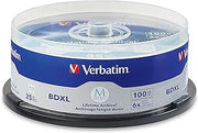 Verbatim M DISC BDXL 100GB 6X with Branded Surface Blank Blu-Ray Recordable Media – 25pk Spindle